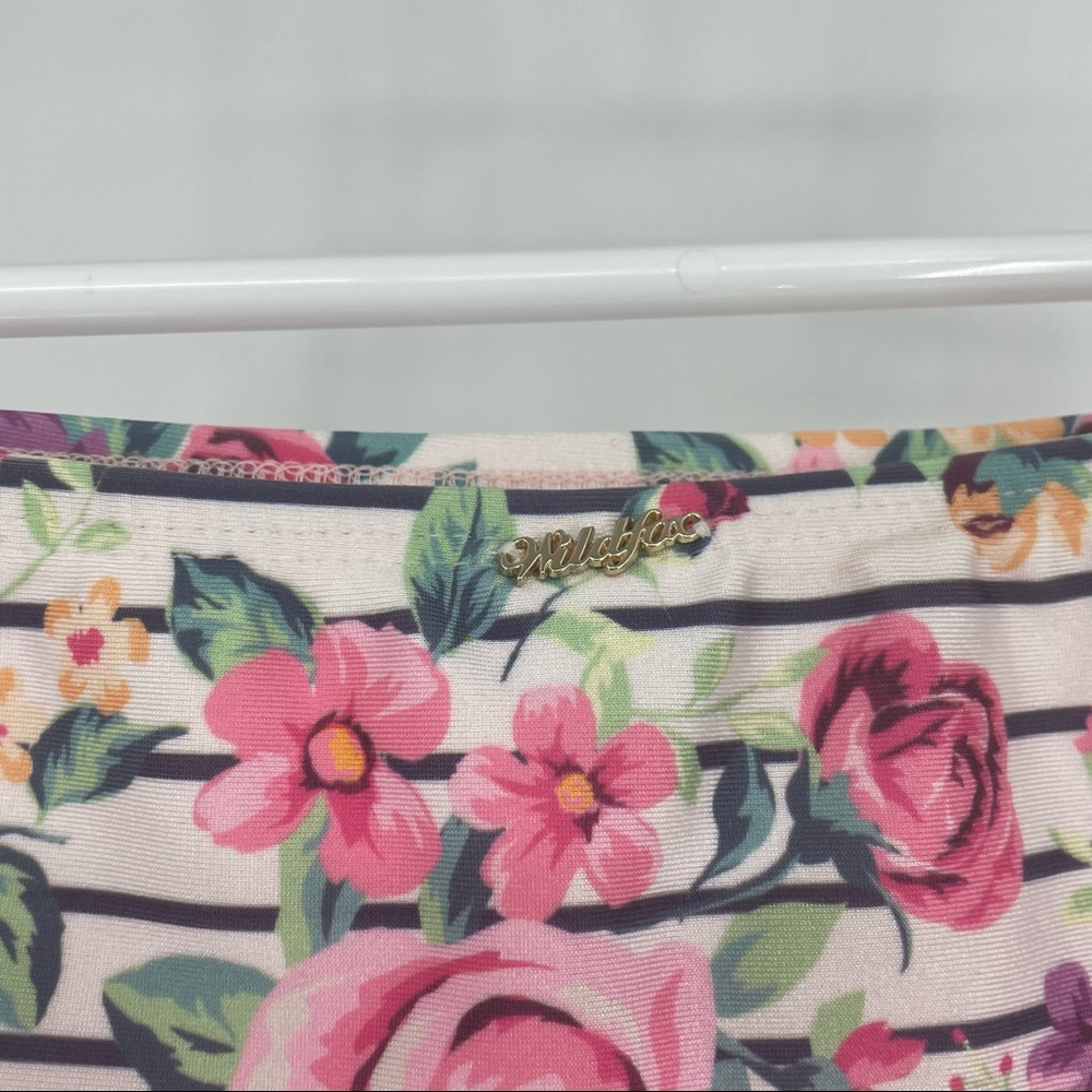 WILDFOX NWT SWIM 90’s BIKINI FLORAL STRIPE BOTTOMS SWIMSUIT NEW - Picture 3 of 6
